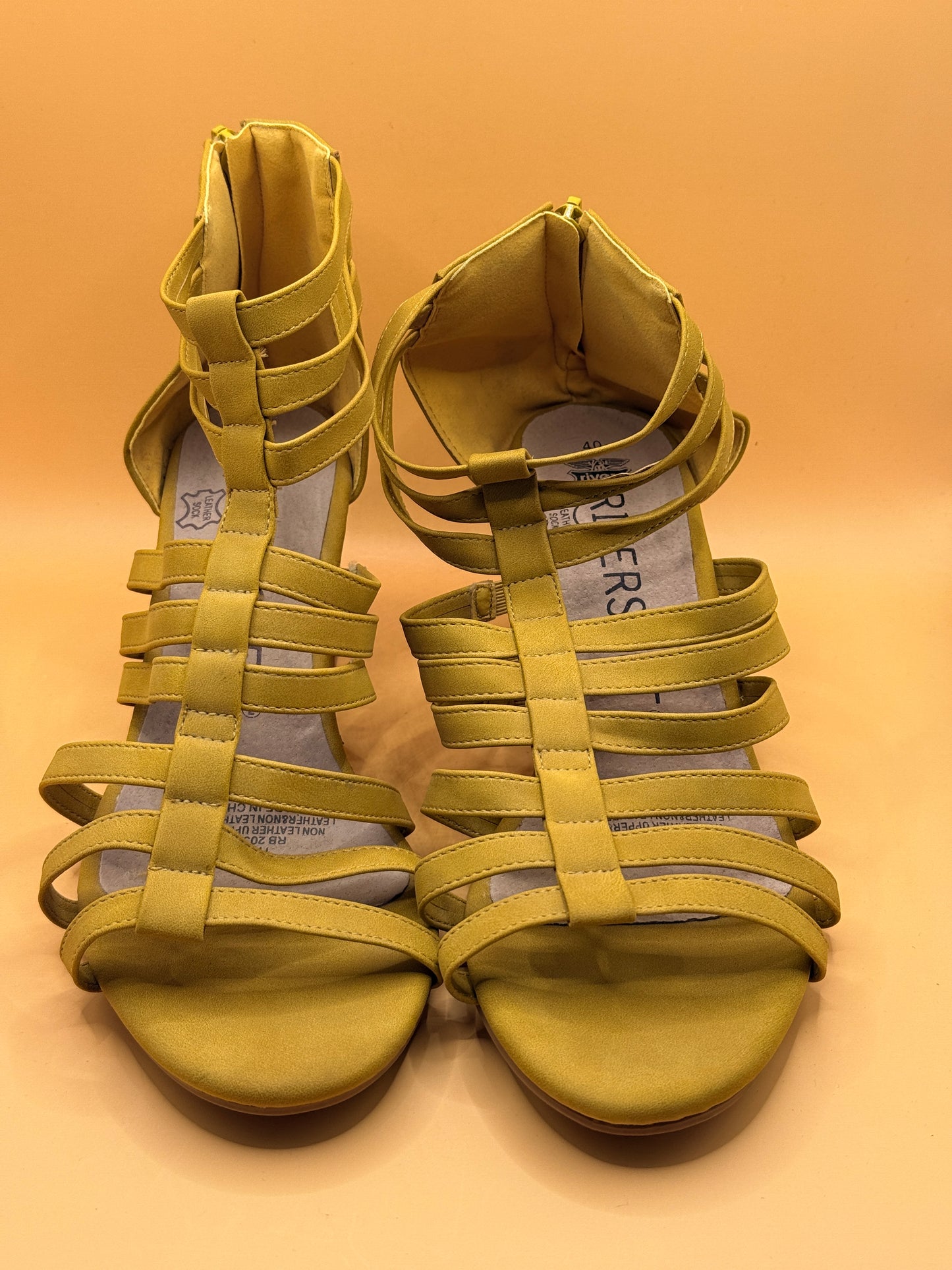Rivers Chartreuse Strappy Gladiator Heels Size 40