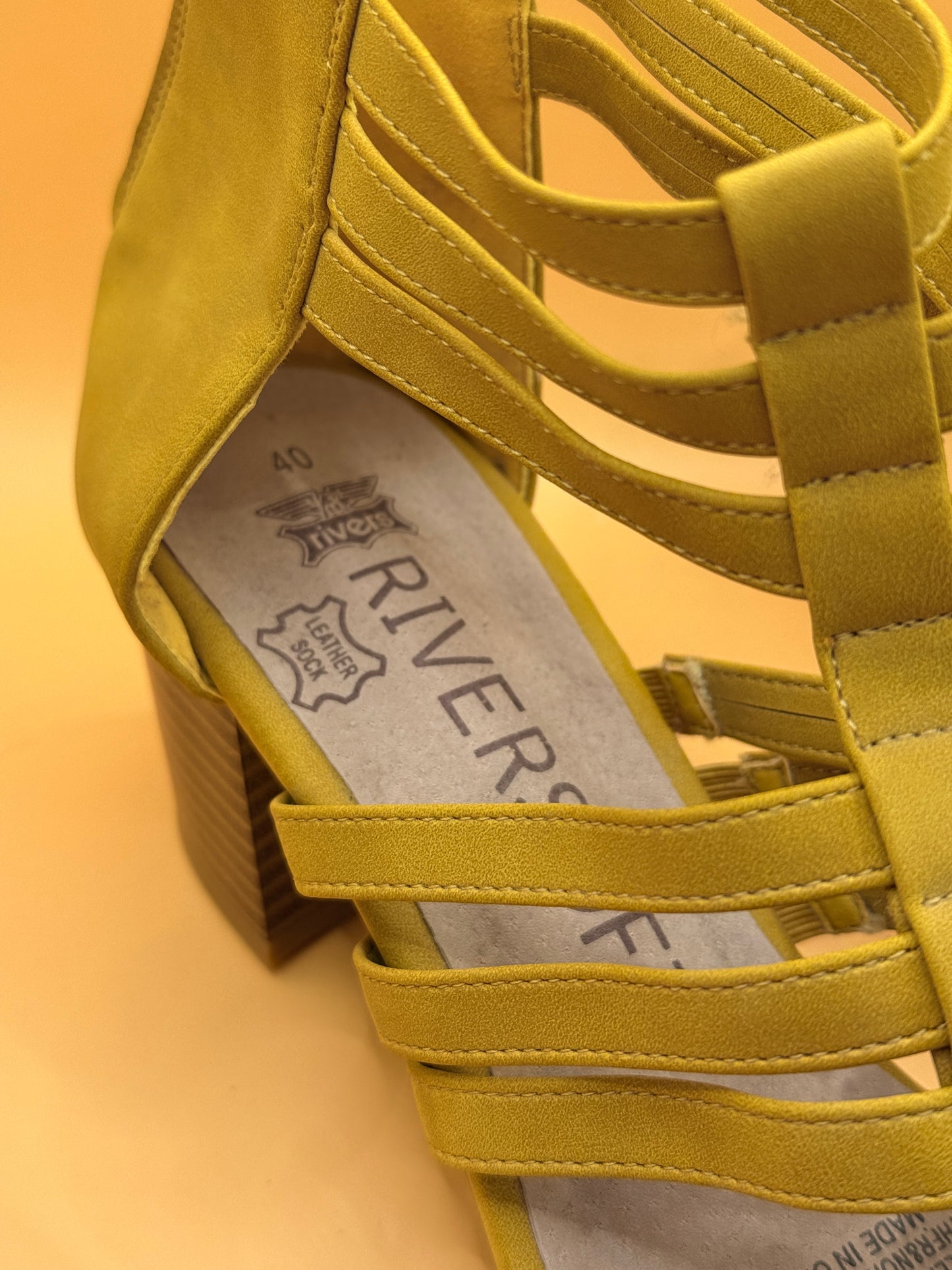 Rivers Chartreuse Strappy Gladiator Heels Size 40