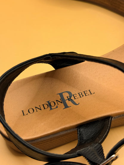 London Rebel Celia Black Platform Sandals Size 6