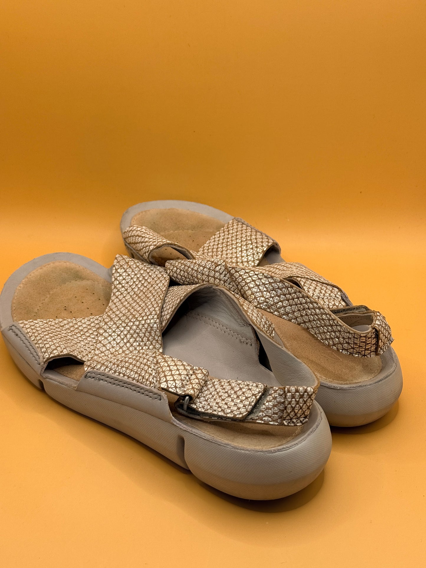 Clarks Tri Genic Metallic Snake-Print Sandals - Size 7