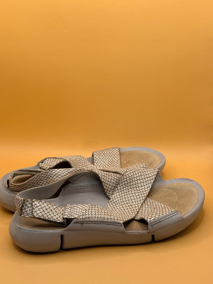 Clarks Tri Genic Metallic Snake-Print Sandals - Size 7