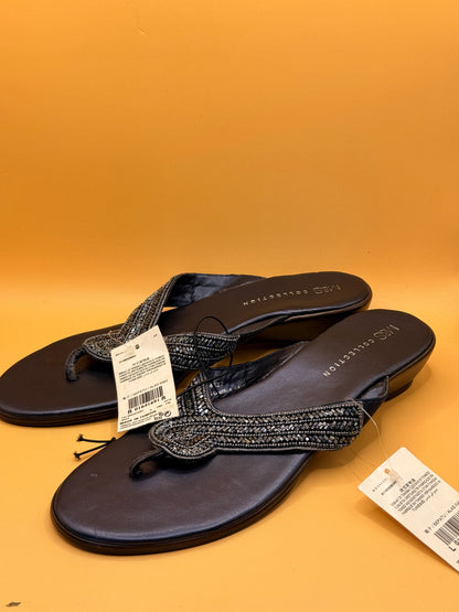M&S Collection Navy Beaded Thong Sandals - Size 8