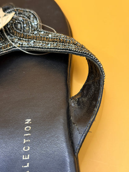 M&S Collection Navy Beaded Thong Sandals - Size 8