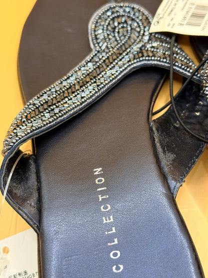 M&S Collection Navy Beaded Thong Sandals - Size 8