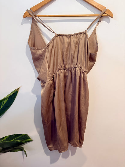 REVERSE Bronze Wrap Mini Dress Size S
