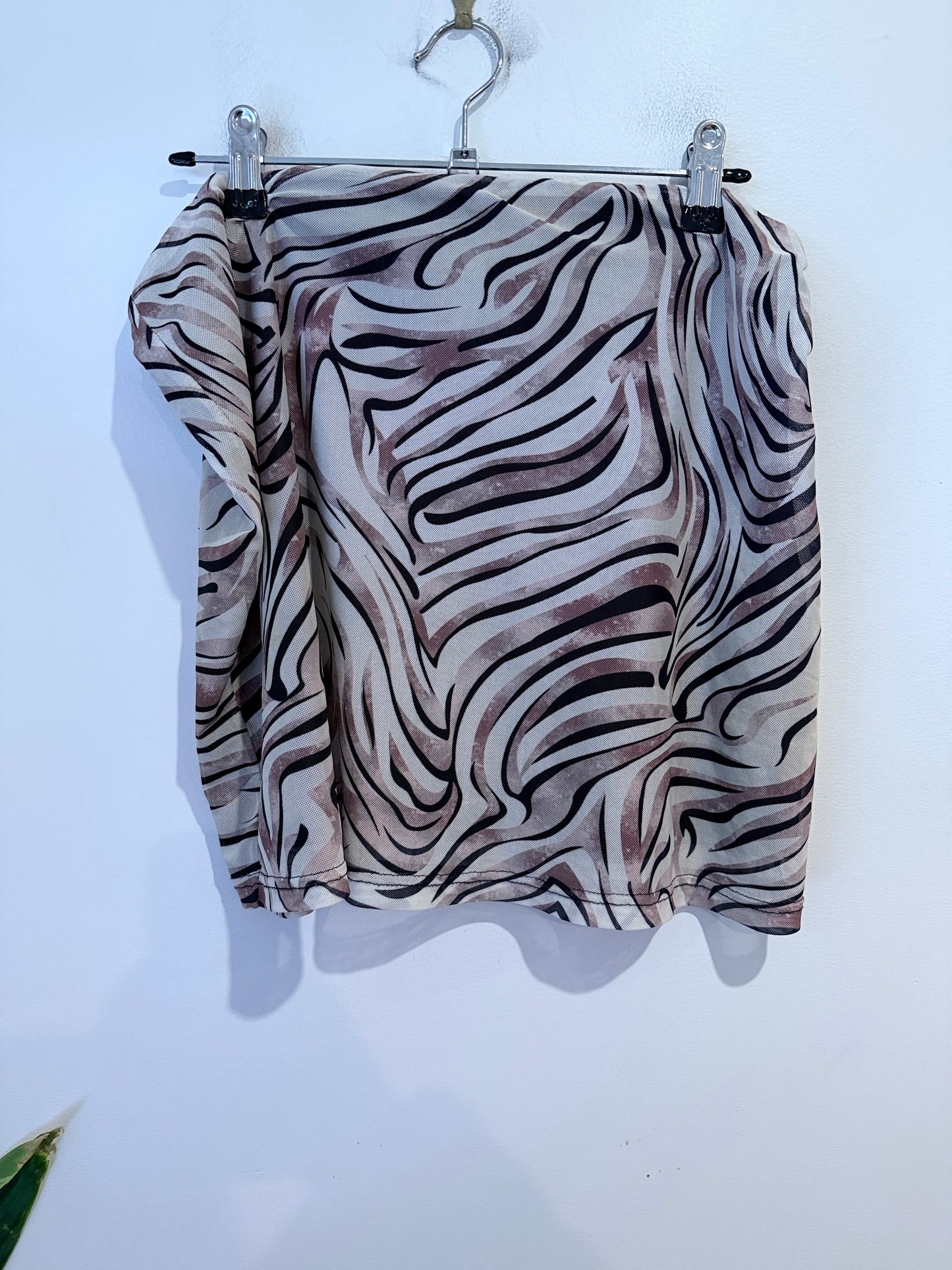 MIRROU Zebra Print Mesh Mini Skirt Size XL