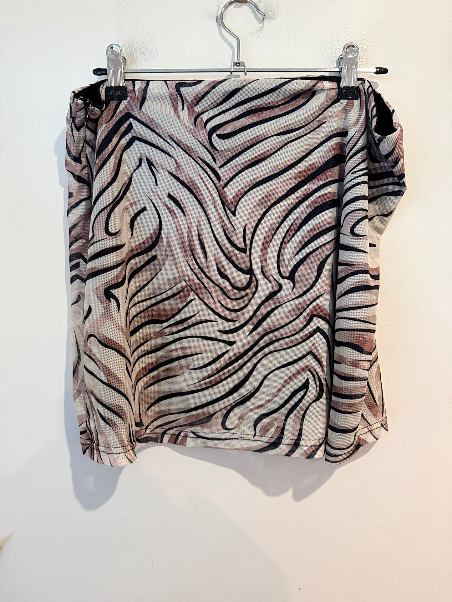 MIRROU Zebra Print Mesh Mini Skirt Size XL