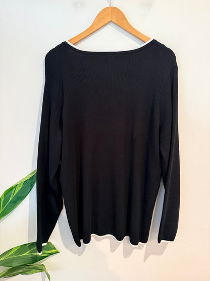 Anko Curve Contrast Trim Ribbed Top - Size 26