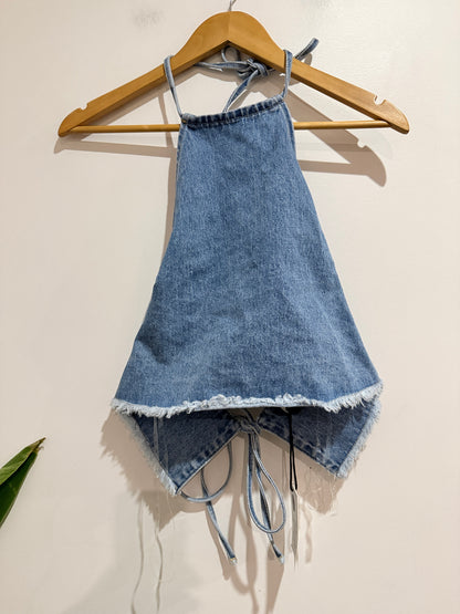 Glassons Riley Vintage Wash Denim Halter Top – Size 8