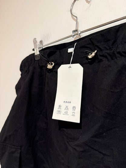 Black Cargo Mini Skirt Utility Pocket Drawstring Waist Size M