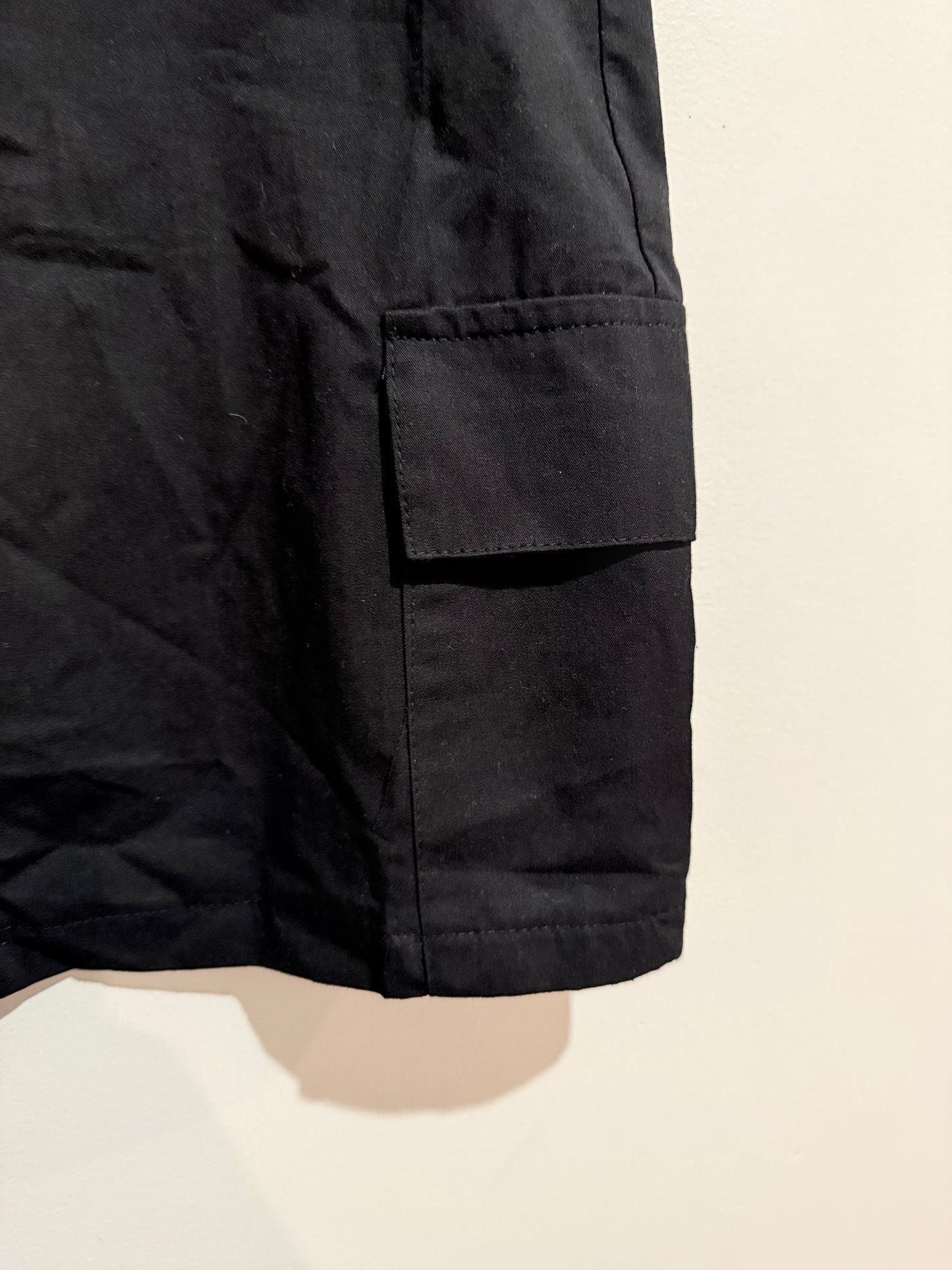 Black Cargo Mini Skirt Utility Pocket Drawstring Waist Size M