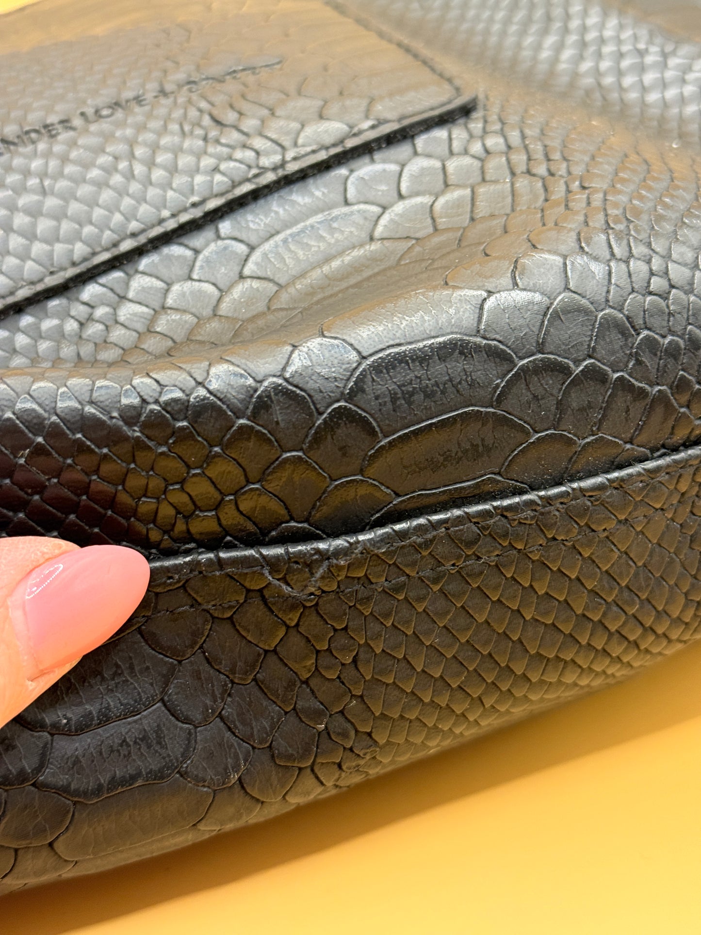 Tender Love + Carry Black Snake Print Cosmetic Clutch Bag
