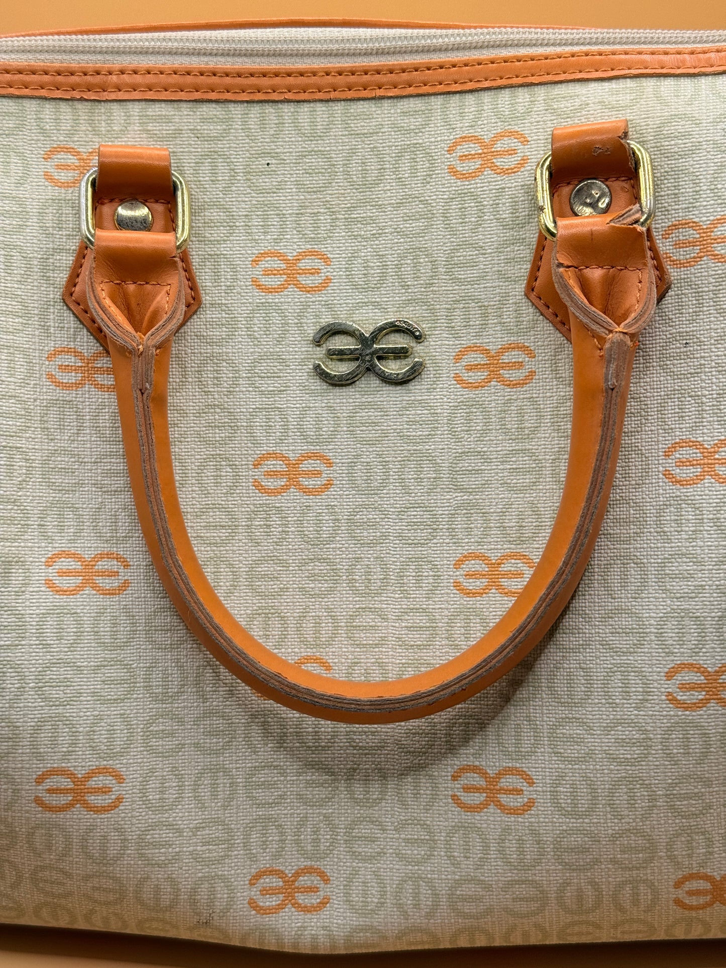 Esquire Vintage Monogram Handbag Bag – Beige & Tan