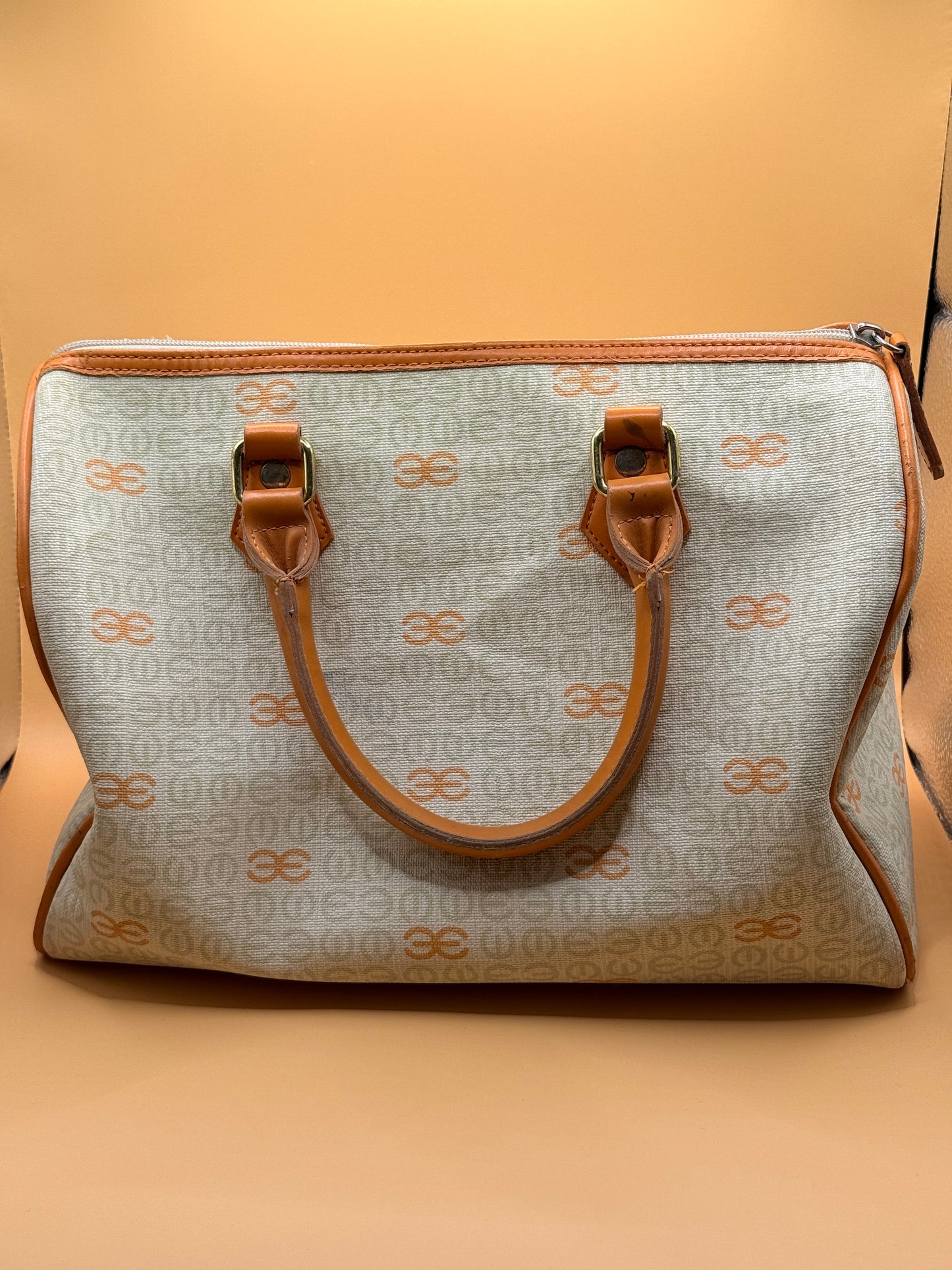 Esquire Vintage Monogram Handbag Bag – Beige & Tan