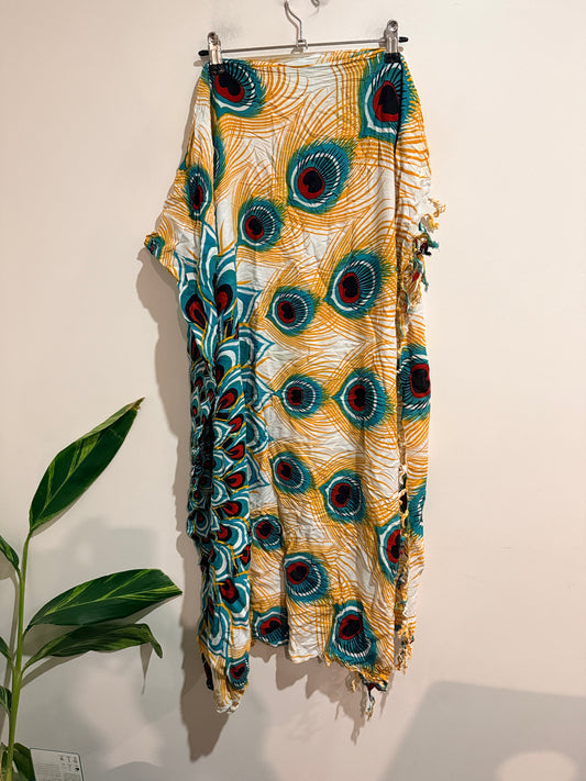 Balibeach Peacock Feather Print Sarong - Size M