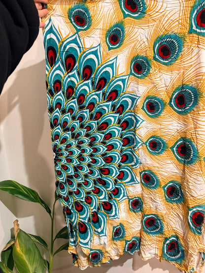 Balibeach Peacock Feather Print Sarong - Size M