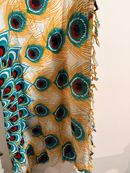 Balibeach Peacock Feather Print Sarong - Size M