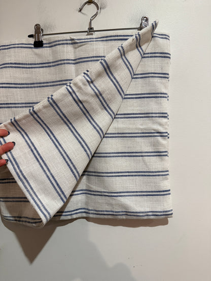 Pair of Blue & Cream Woven Striped Cushion Covers - 45cm