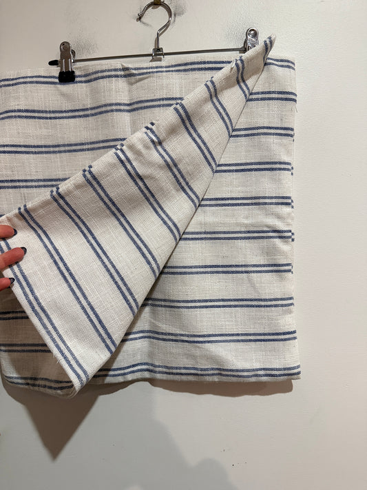 Pair of Blue & Cream Woven Striped Cushion Covers - 45cm