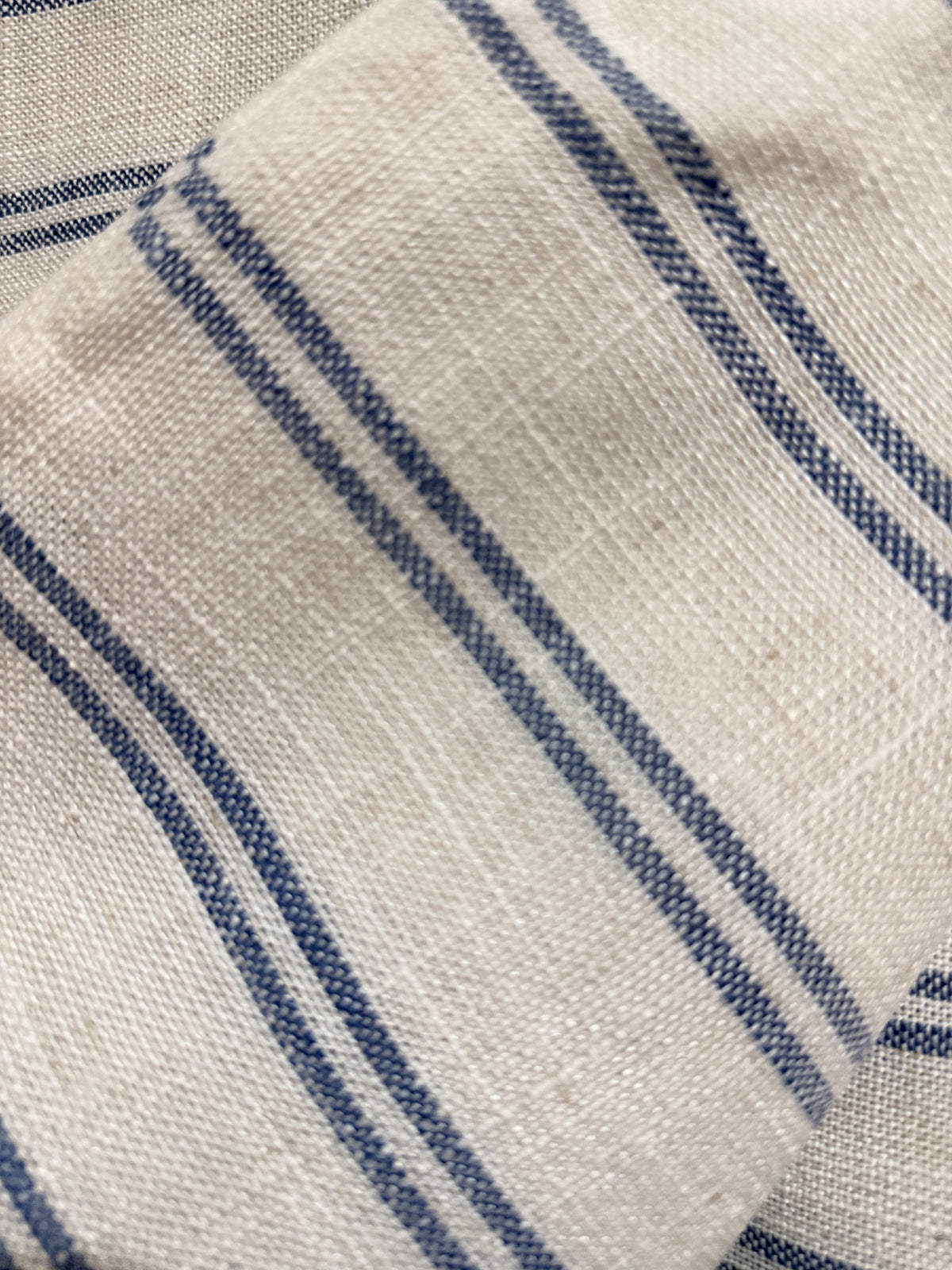 Pair of Blue & Cream Woven Striped Cushion Covers - 45cm
