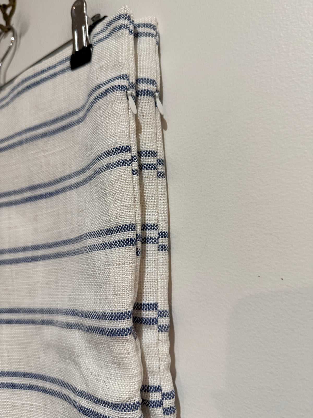 Pair of Blue & Cream Woven Striped Cushion Covers - 45cm