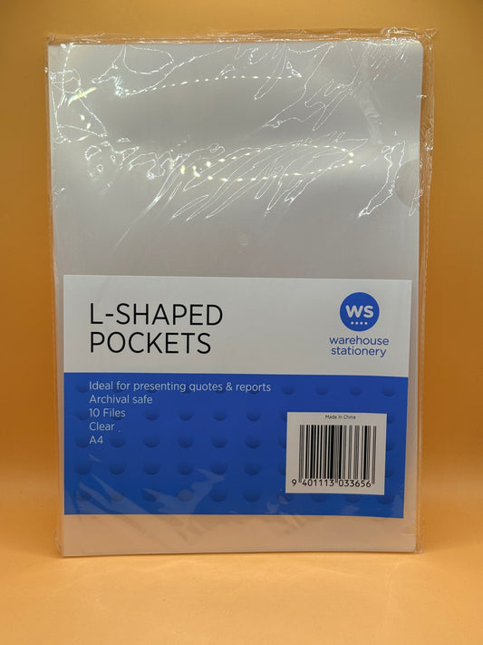 Warehouse Stationery A4 L-Shaped Pockets - Pack of 10