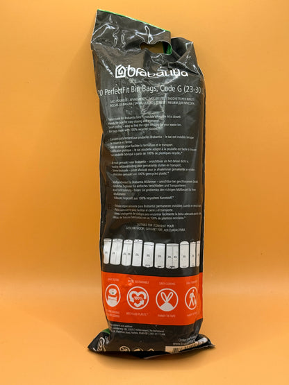 Brabantia PerfectFit Bin Bags — Code G, 20 Pack (23-30L)