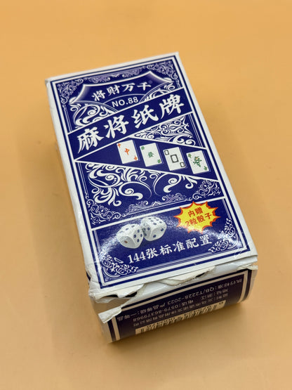 No.88 Mahjong Paper Playing Cards - 144 Card Set with Dice