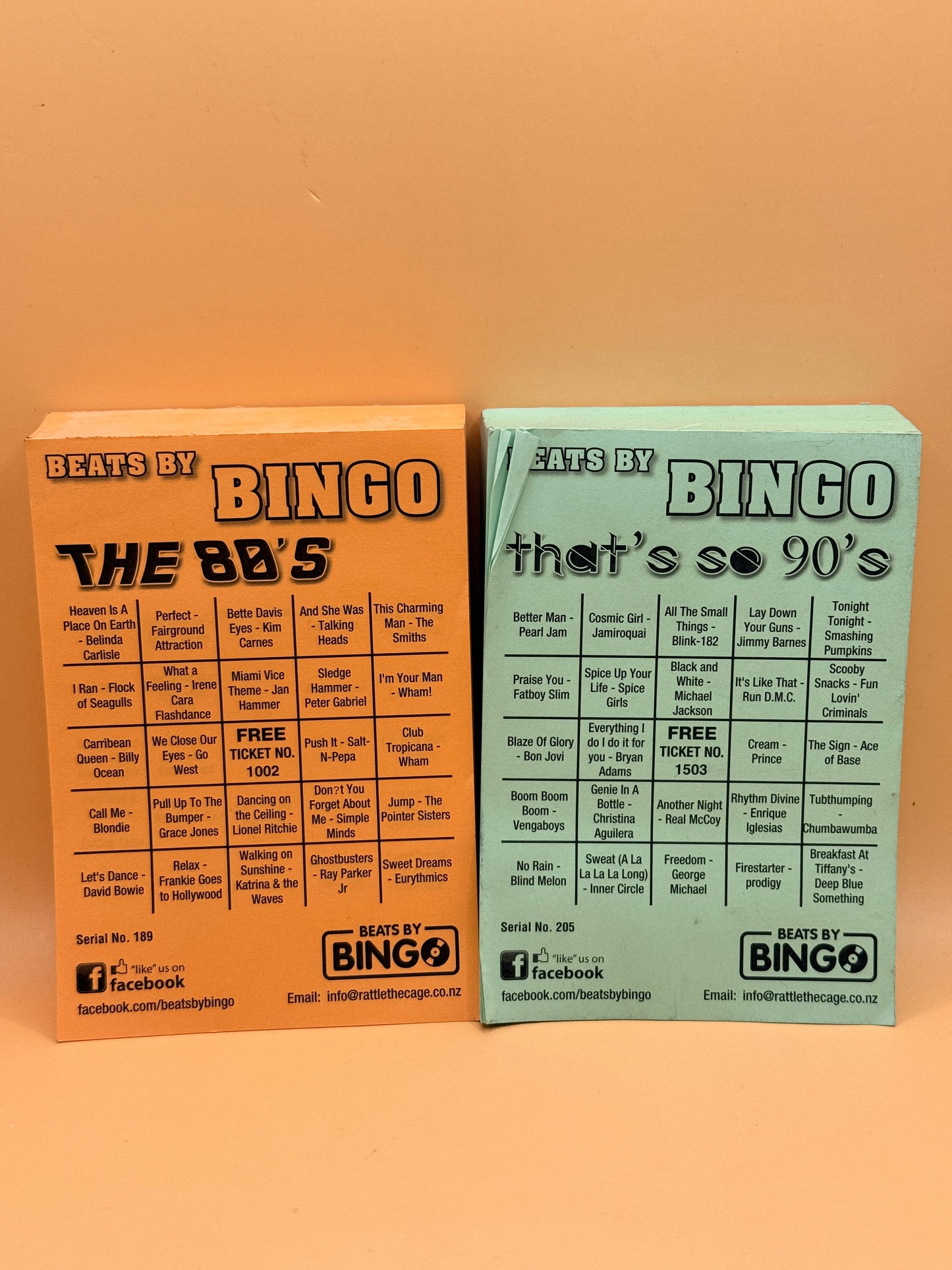 Beats By Bingo - Music Bingo Ticket Pads (80's & 90's, Set of 2)