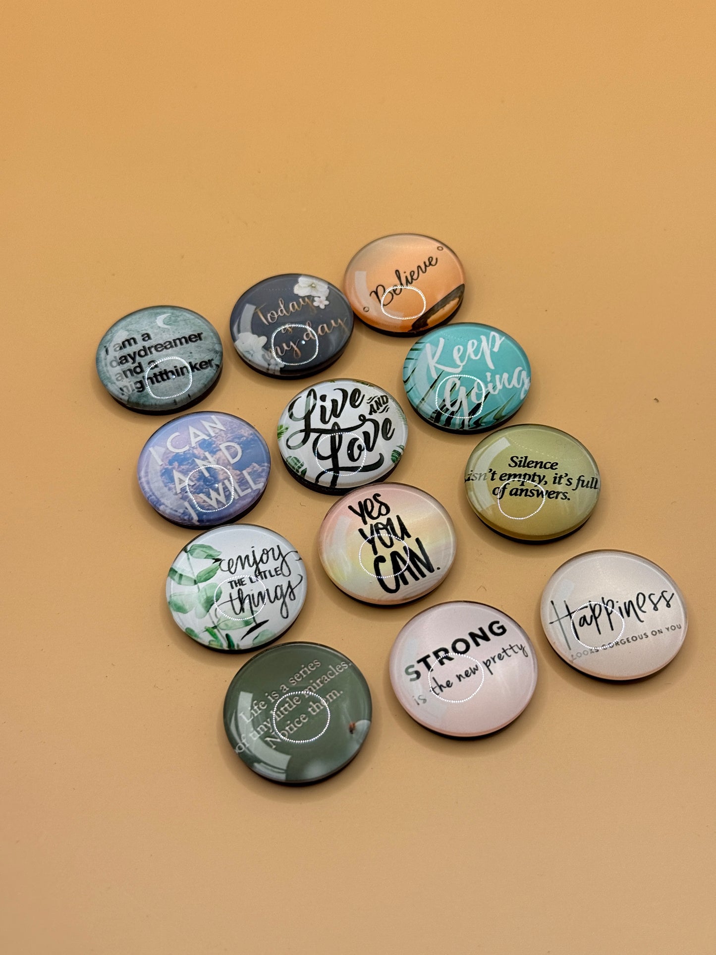 Inspirational Glass Fridge Magnets – Set of 12