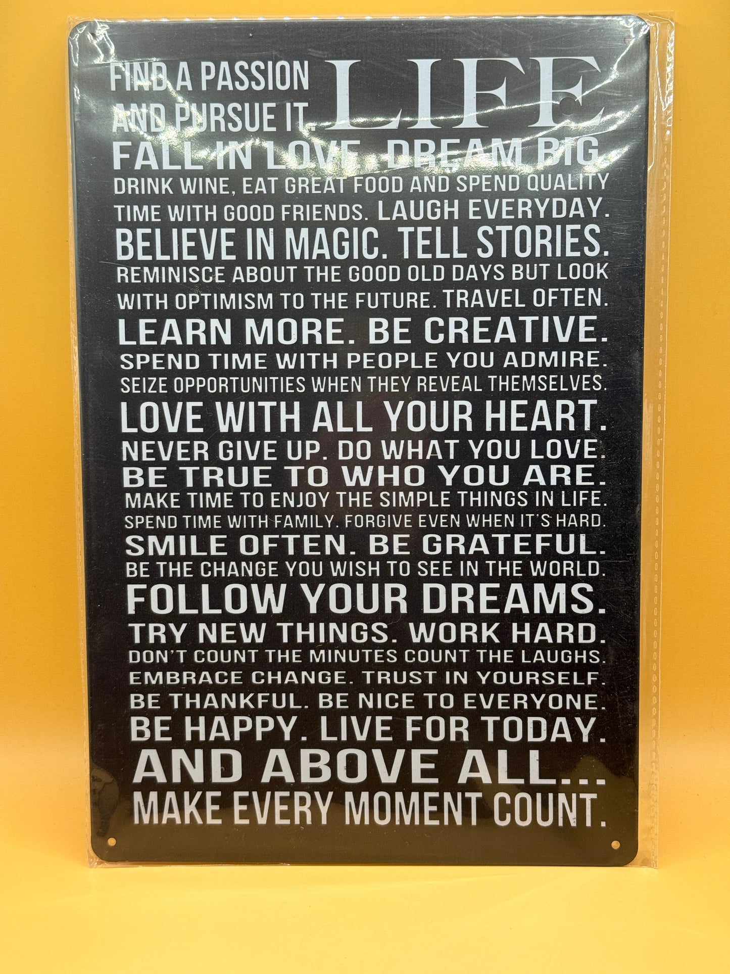 Life – Make Every Moment Count Metal Wall Sign (20 x 30cm)
