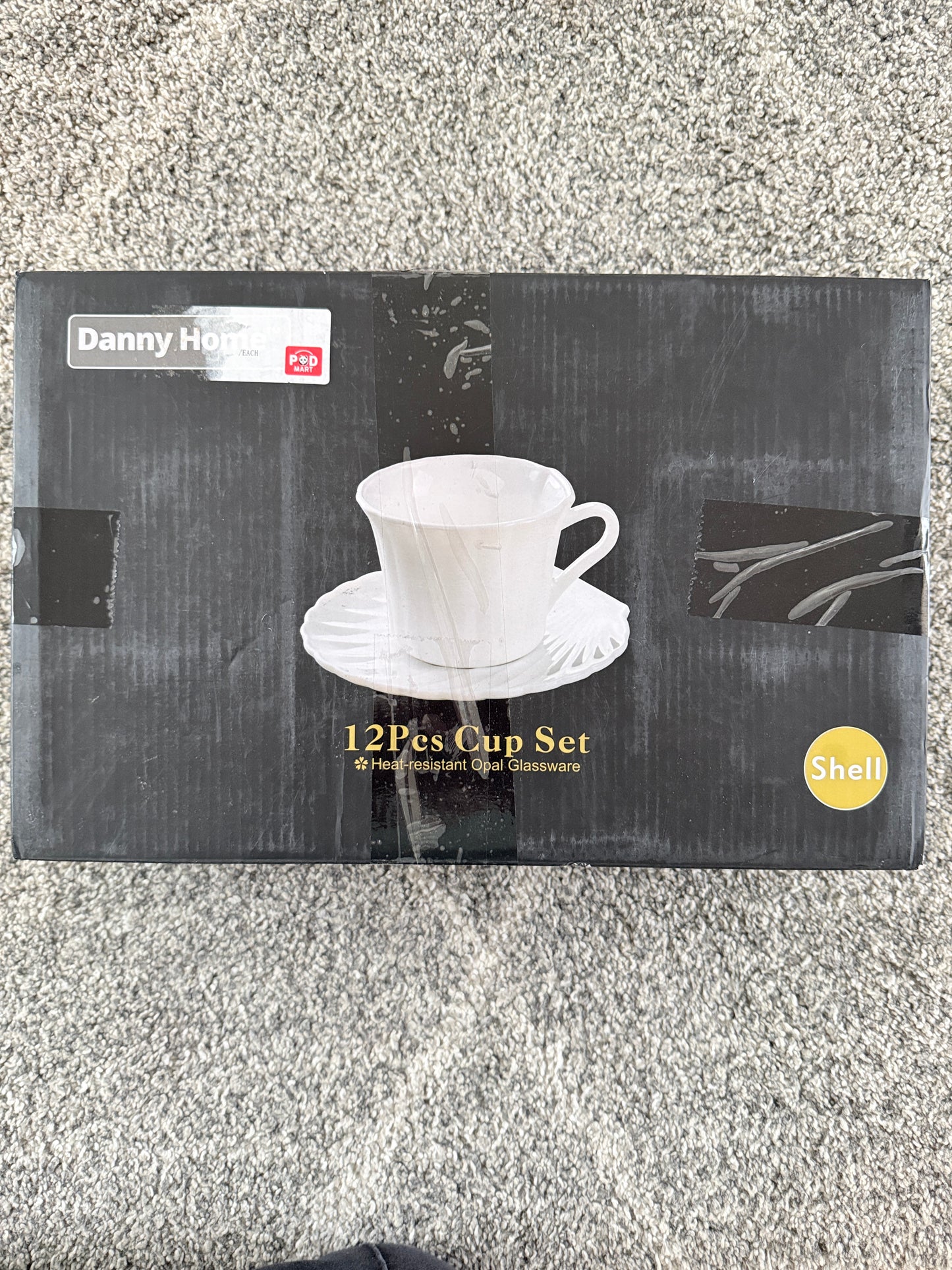Danny Home 12-Piece Opal Glass Teacup & Saucer Set