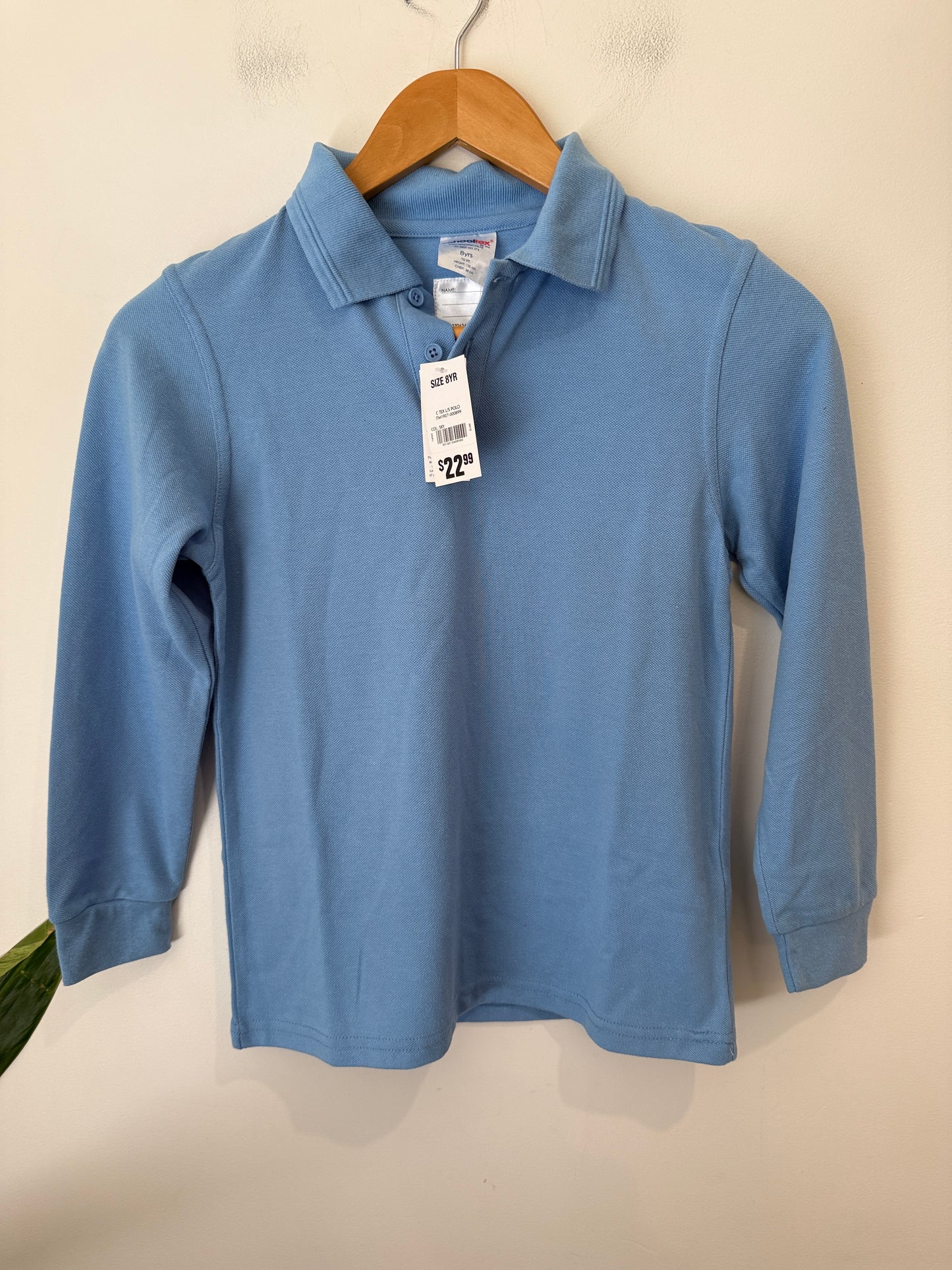 Schooltex Sky Blue Long Sleeve School Polo Shirt - Size 8yr
