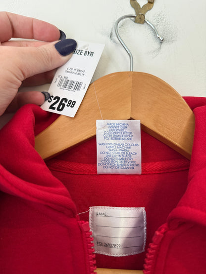 Schooltex Red Zip Sweatshirt - Size 8yr
