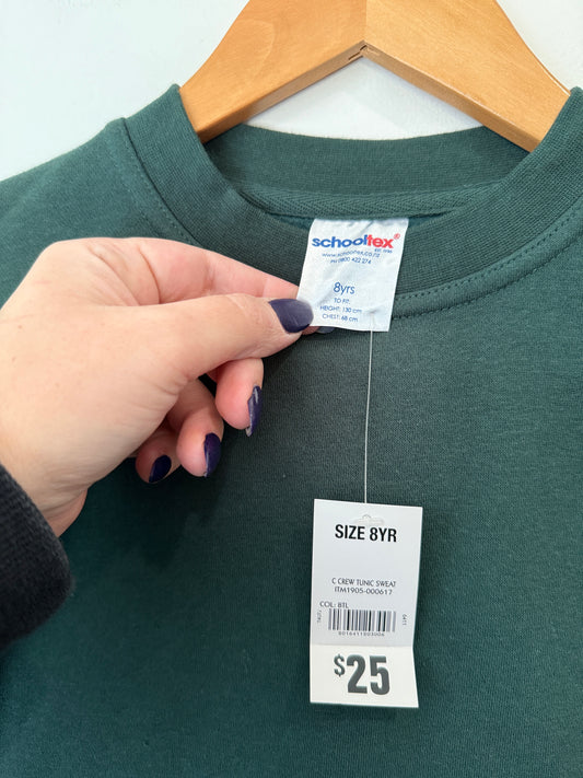 Schooltex Bottle Green Crew Tunic Sweatshirt - Size 8yr