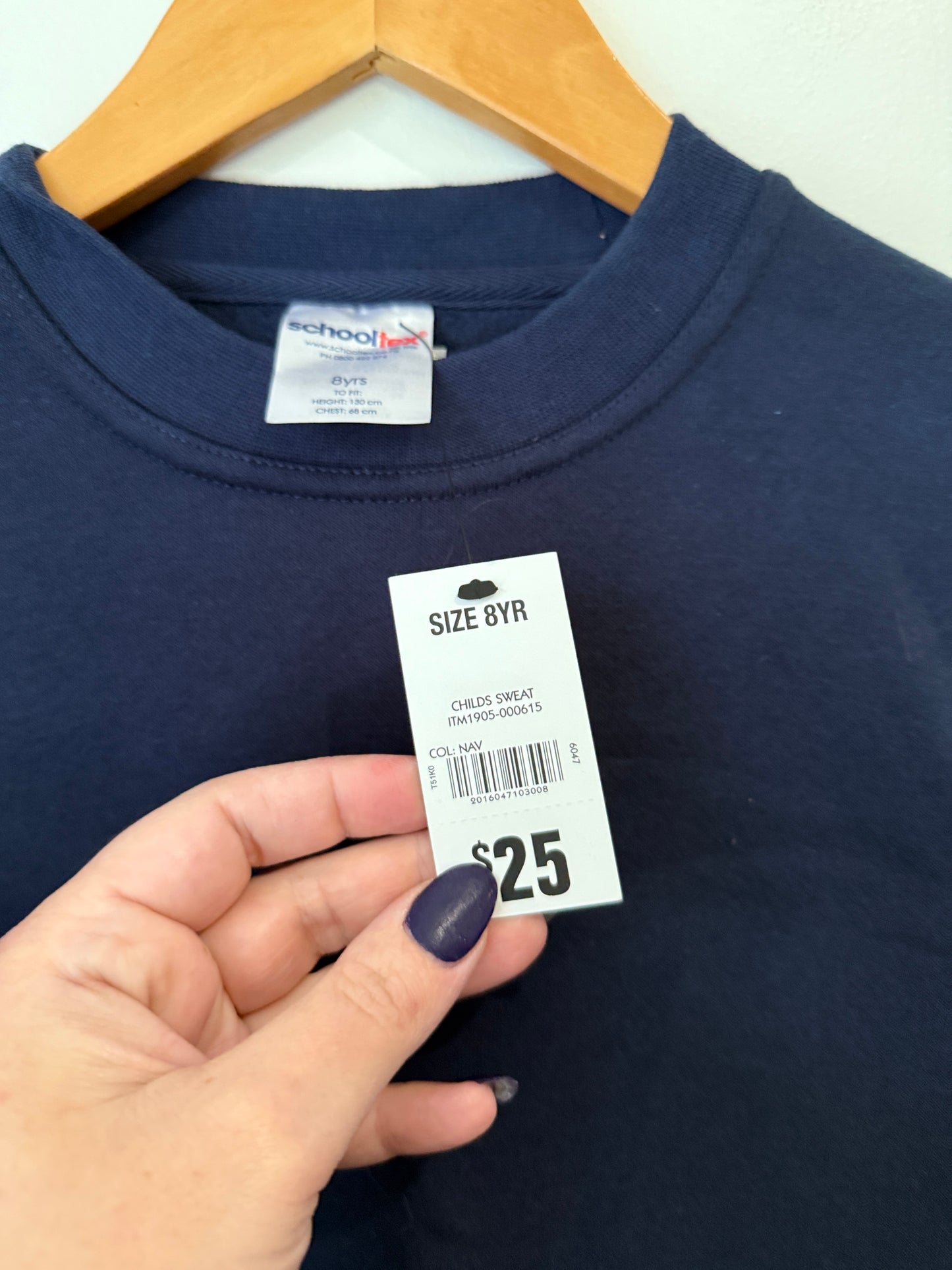 Schooltex Navy Childs Sweatshirt - Size 8yr