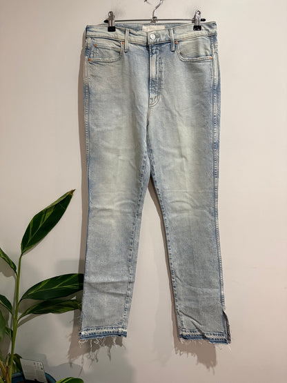 MOTHER High Waisted Rascal Slice Undone Hem Jeans – Size 30