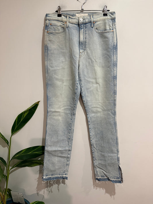 MOTHER High Waisted Rascal Slice Undone Hem Jeans – Size 30