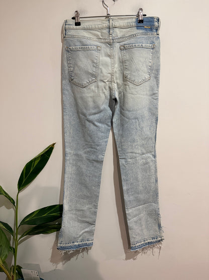 MOTHER High Waisted Rascal Slice Undone Hem Jeans – Size 30