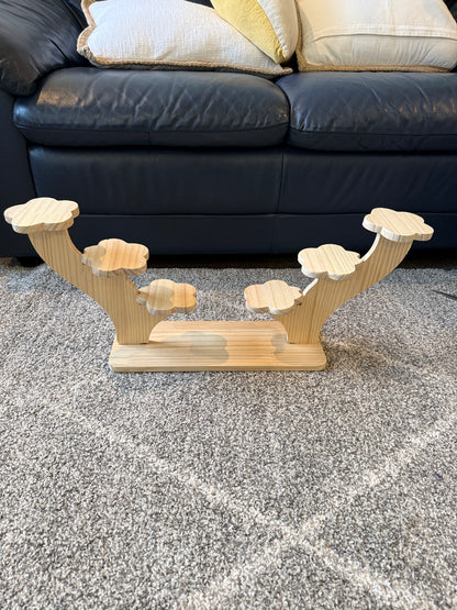 Wooden Cloud-Tier Pot Stand - Natural Pine