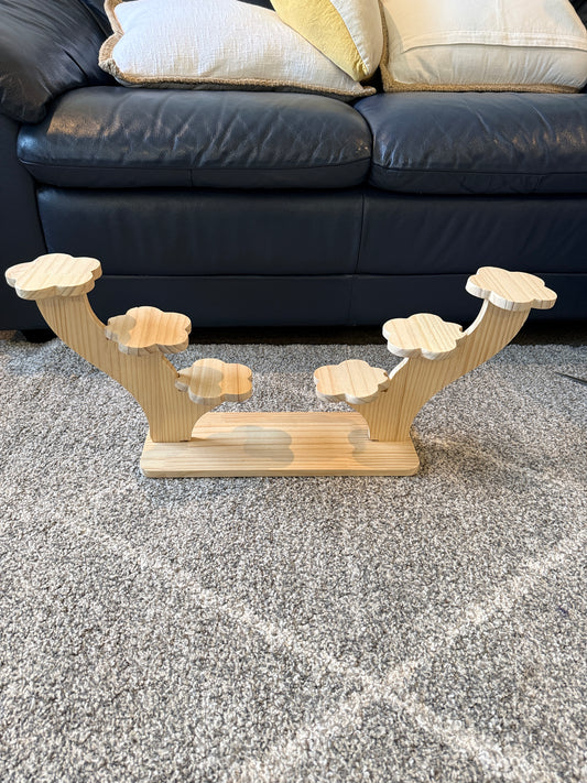 Wooden Cloud-Tier Pot Stand - Natural Pine