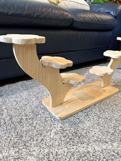 Wooden Cloud-Tier Pot Stand - Natural Pine