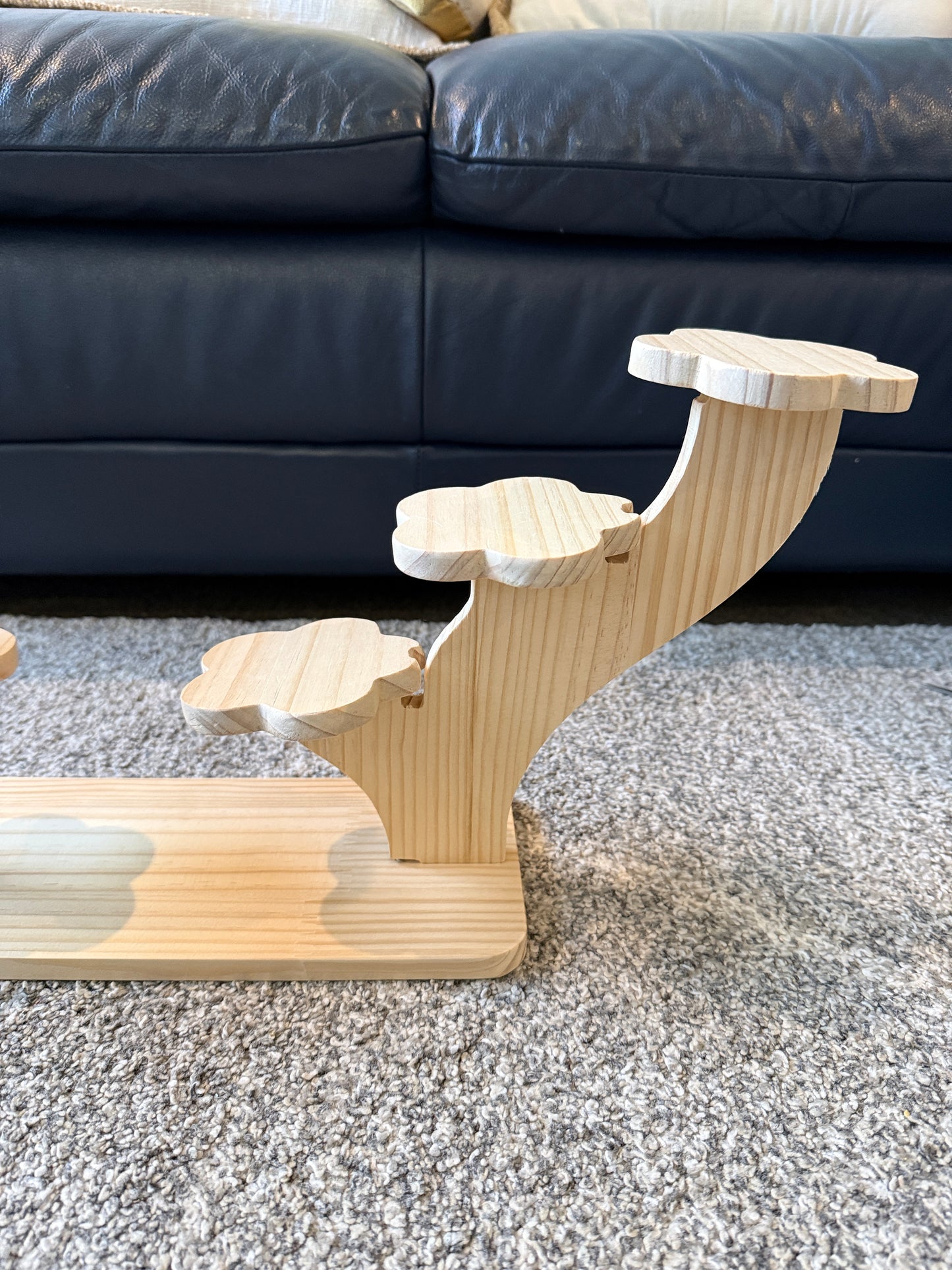 Wooden Cloud-Tier Pot Stand - Natural Pine