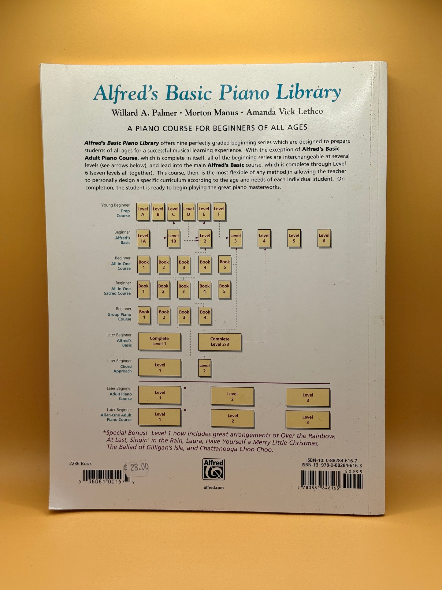 Alfred's Basic Adult Piano Course: Lesson Book Level One by Willard A. Palmer, Morton Manus & Amanda Vick Lethco