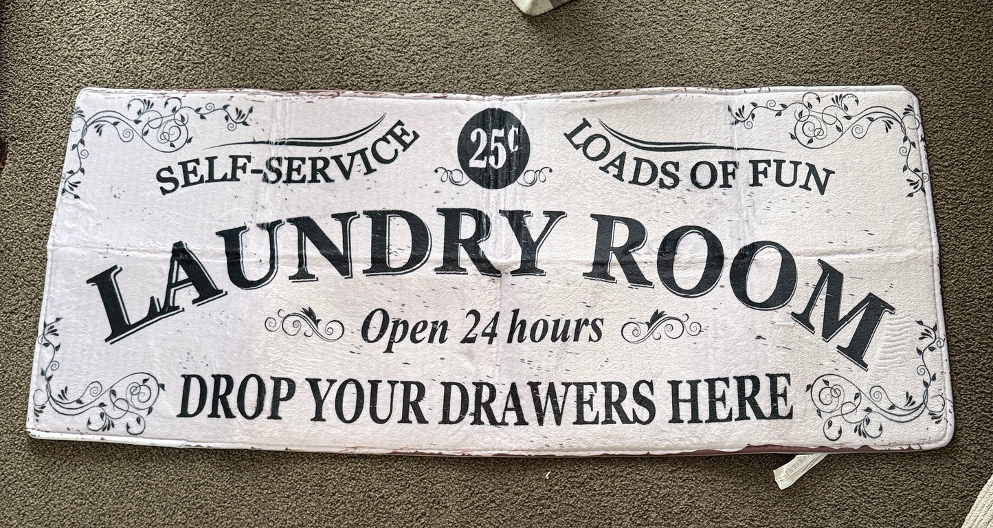 Laundry Room Non-Slip Floor Mat – "Drop Your Drawers Here"