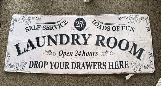 Laundry Room Non-Slip Floor Mat – "Drop Your Drawers Here"
