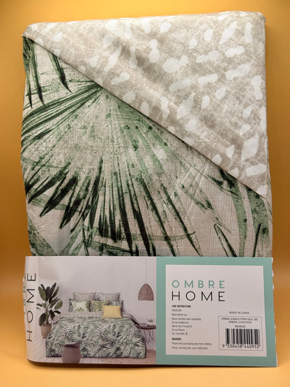 Ombre Home Urban Jungle Fern Quilt Cover Set – Queen 210 × 210cm