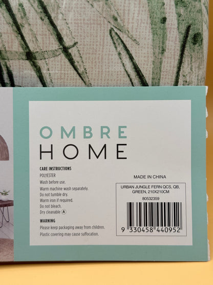 Ombre Home Urban Jungle Fern Quilt Cover Set – Queen 210 × 210cm