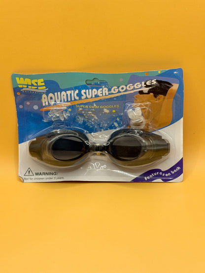 WSE Aquatic Super Goggles with Ear Plugs & Nose Clip – Black