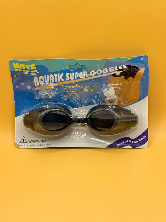 WSE Aquatic Super Goggles with Ear Plugs & Nose Clip – Black